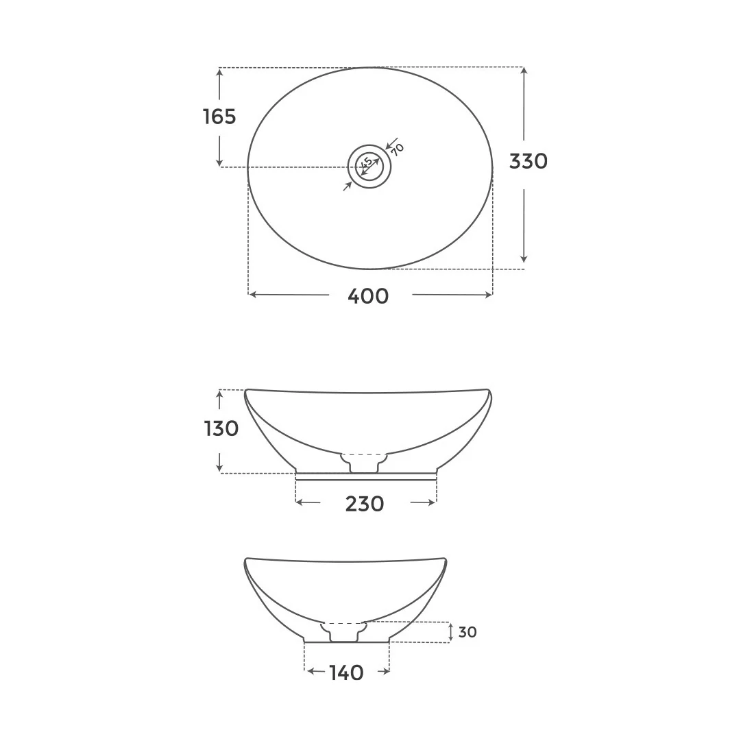 Lavabo ovalado sobre encimera Sun - Imagen 3